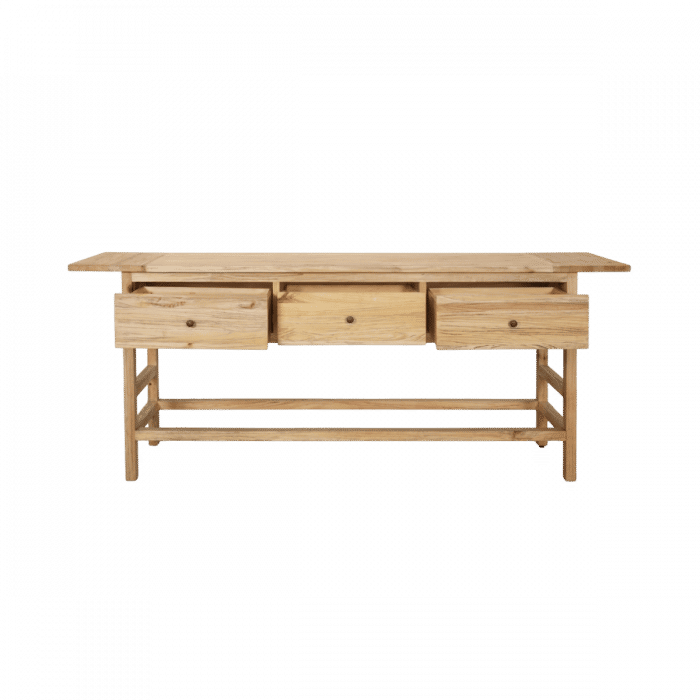 JOELLE 3-DRAWER CONSOLE TABLE/HALL TABLE DISTRESSED RUSTIC NATURAL - MyChocolateWood