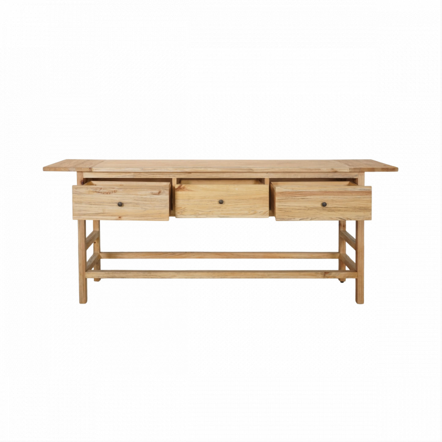 Joelle 3-Drawer Console Table in Distressed Rustic - Chocolate Wood