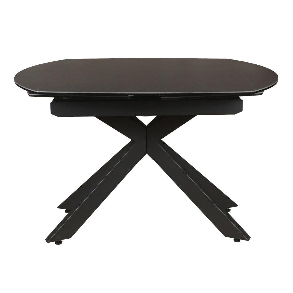 DORIT SWIVEL EXTENSION CERAMIC GLASS DINING TABLE DARK GREY W:120/180CM - MyChocolateWood