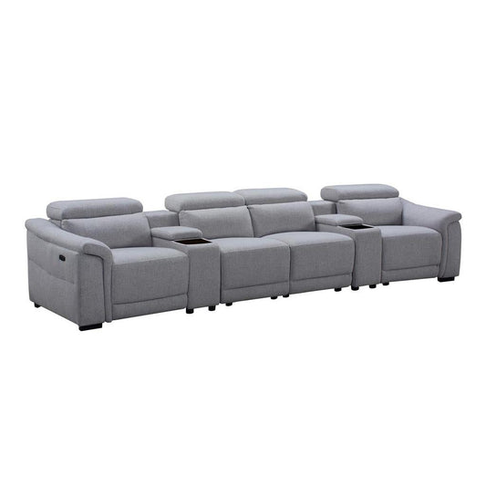 GALLERIA 4-SEATER HOME THEATRE SOFA - 4 ELECTRIC RECLINERS GREY - MyChocolateWood