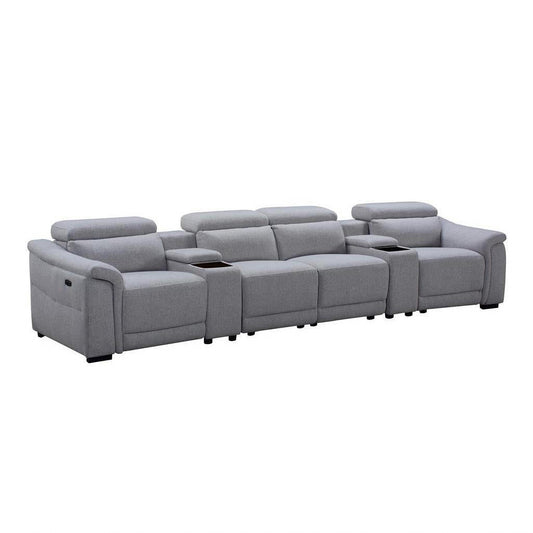 GALLERIA 4-SEATER HOME THEATRE SOFA - 4 ELECTRIC RECLINERS GREY