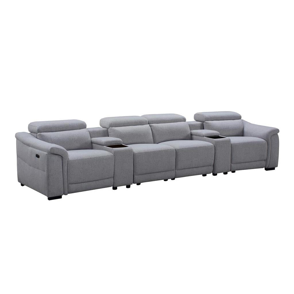 GALLERIA 4-SEATER HOME THEATRE SOFA - 4 ELECTRIC RECLINERS GREY - MyChocolateWood
