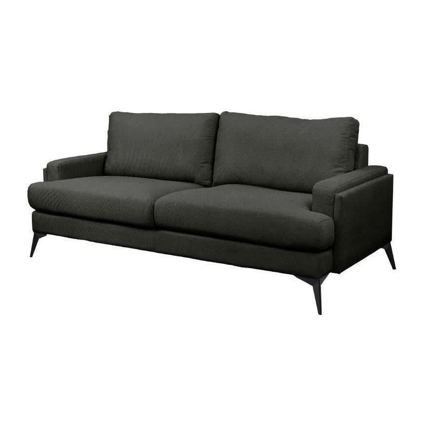 Kirton Fabric Sofa, 2-Seater in Dark Grey - Chocolate Wood