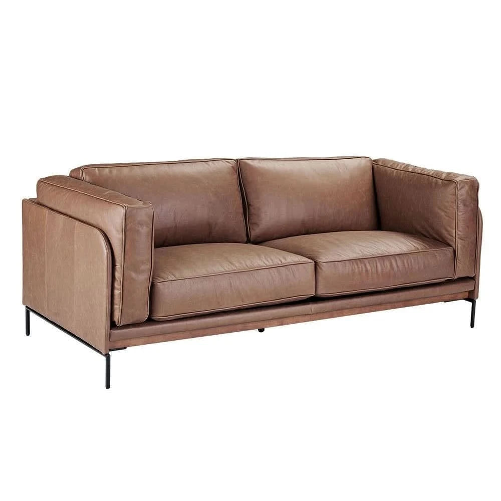 DAVIEN DARK BROWN 2.5 SEATER SOFA TOP GRAIN COW LEATHER - MyChocolateWood
