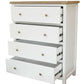 CHRISTA HAMPTON SOLID ACACIA 4 DRAWER TALLBOY CHEST OF 4 DRAWERS LIGHT OAK TOP WHITE BASE - MyChocolateWood