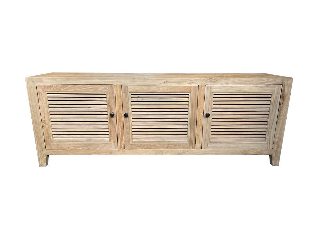 VILLA 3 DOORS LOUVRE STYLE TV/ENTERTAINMENT UNIT IN RECYCLED ELM 160CM - MyChocolateWood