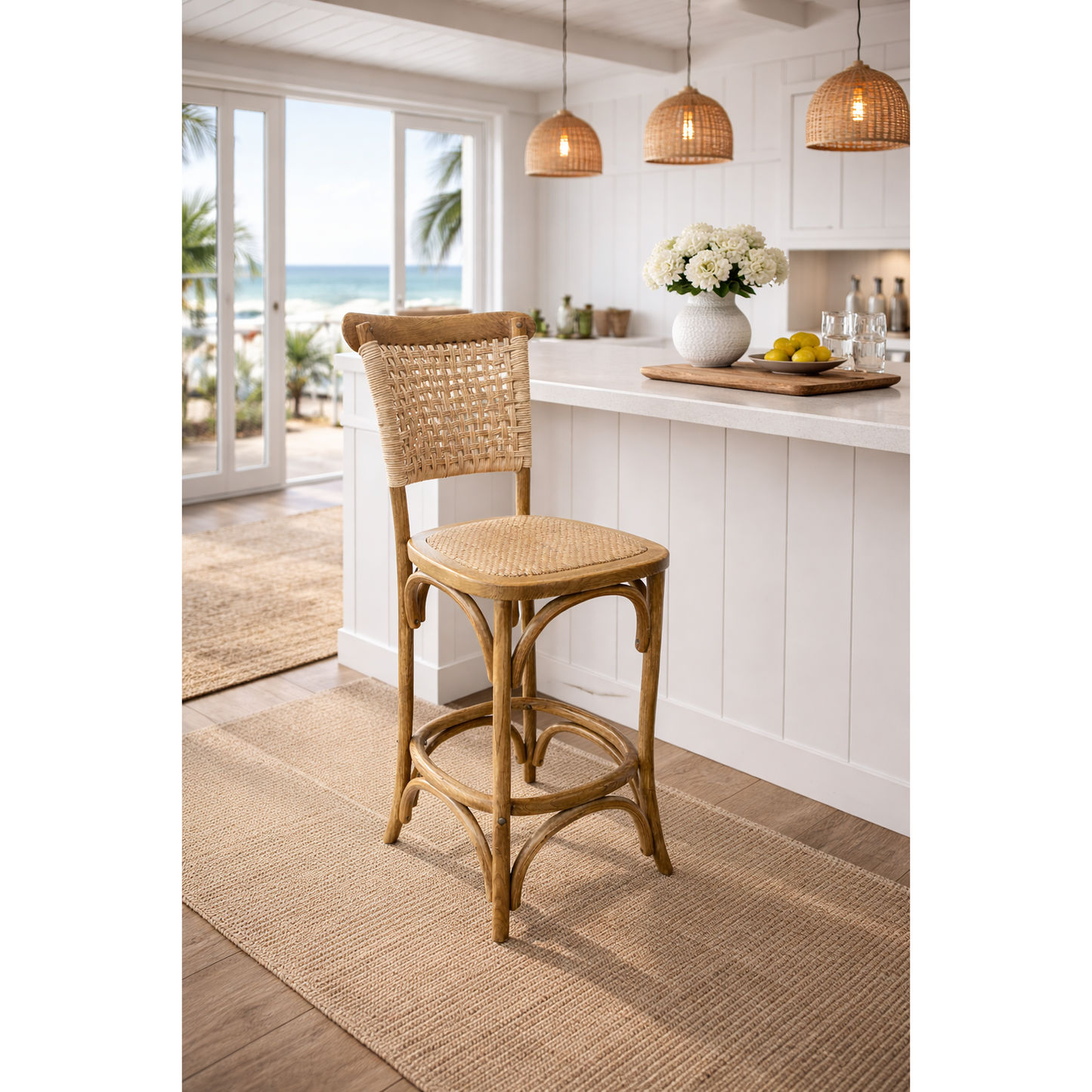 EIFFEL BAR STOOL IN ELM WOOD IN ANTIQUE NATURAL COLOUR