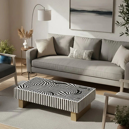 ENIGMA VORTEX NOIR MOTHER OF PEARL HAND INLAY COFFEE TABLE - MyChocolateWood