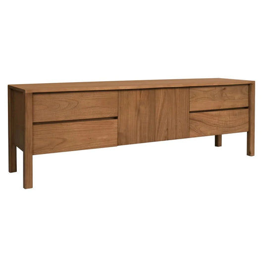 Adelle Solid Mindi Timber 2-Door 4-Drawer Entertainment Unit 180cm in Almond - Chocolate Wood