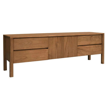 Adelle Solid Mindi Timber 2-Door 4-Drawer Entertainment Unit 180cm in Almond - Chocolate Wood