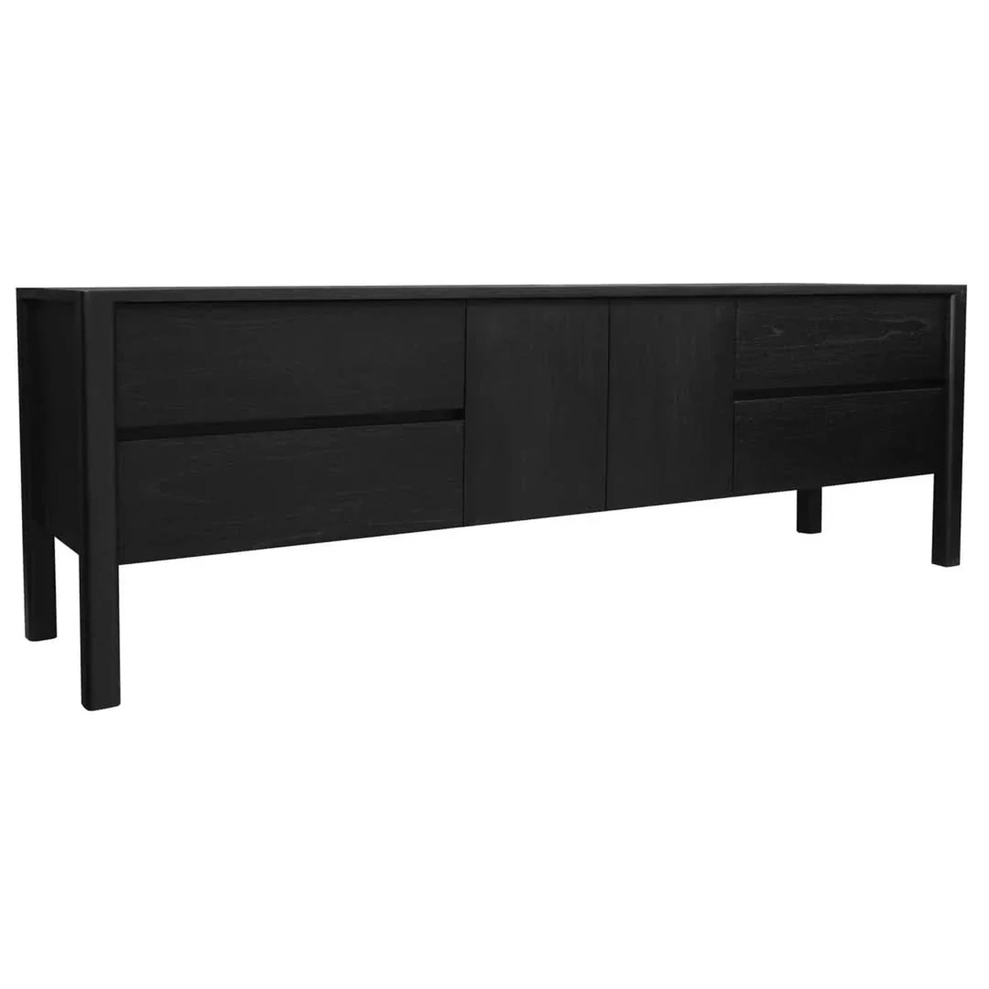 Adelle Solid Mindi Timber 2-Door 4-Drawer Entertainment Unit 180cm in Black - Chocolate Wood