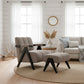 PELLERIN FABRIC ARMCHAIR & MATCHING STOOL FAWN - MyChocolateWood