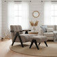 Pellerin Fabric Armchair & Matching Stool in Fawn - Chocolate Wood