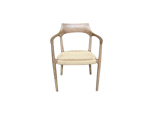 FINNIGAN DINING CHAIR/ARMCHAIR - ASHWOOD & WOVEN ROPE - MyChocolateWood