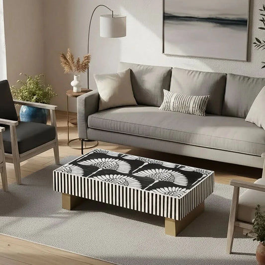THE CRISANTH MOTHER OF PEARL HAND INLAY COFFEE TABLE - MyChocolateWood