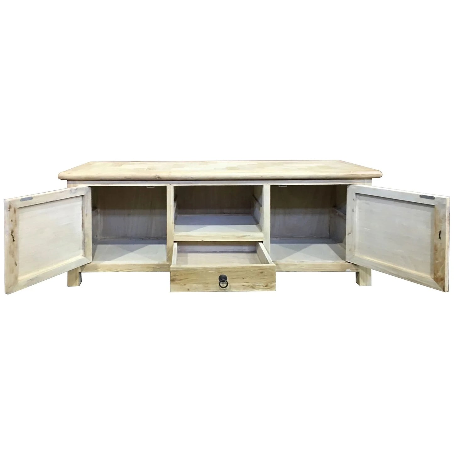 GIBRALTAR  RECYCLED ELM TIMBER TV UNIT 2 DOORS/1 DRAWER NATURAL - MyChocolateWood