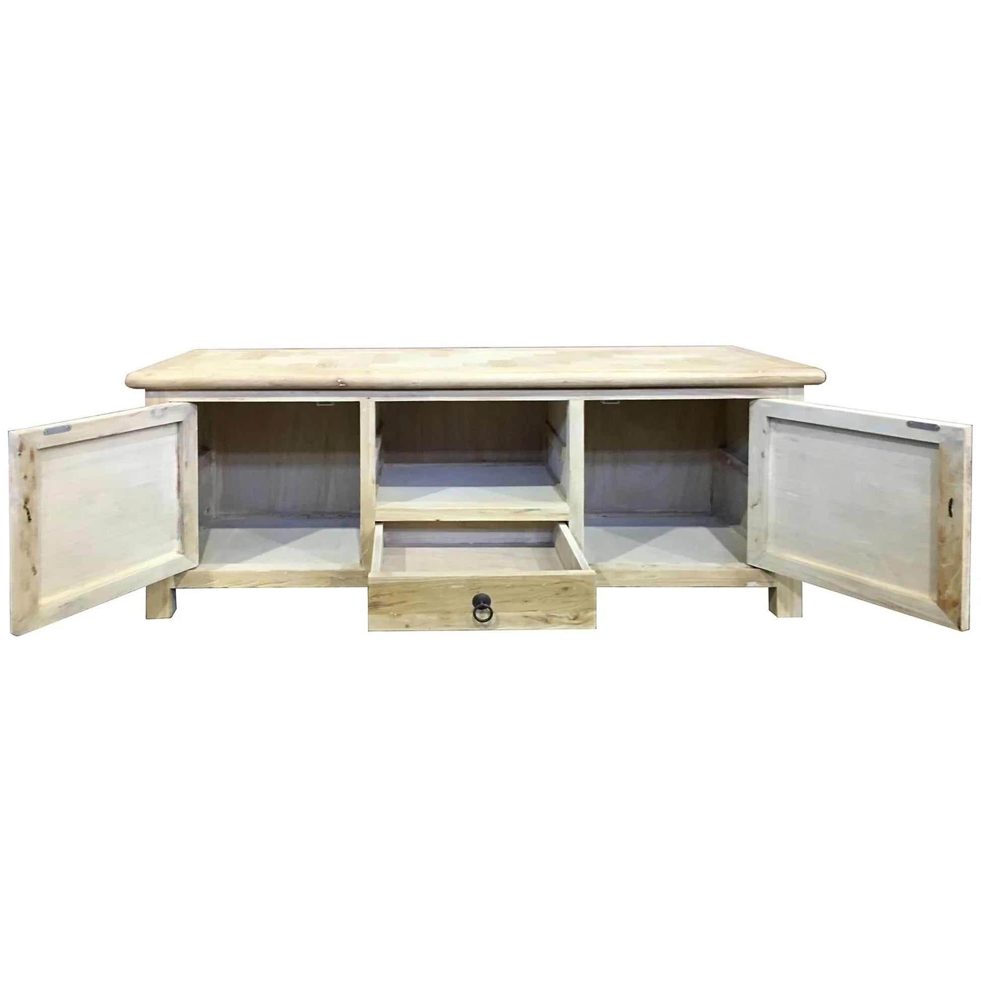 GIBRALTAR  RECYCLED ELM TIMBER TV UNIT 2 DOORS/1 DRAWER NATURAL - MyChocolateWood