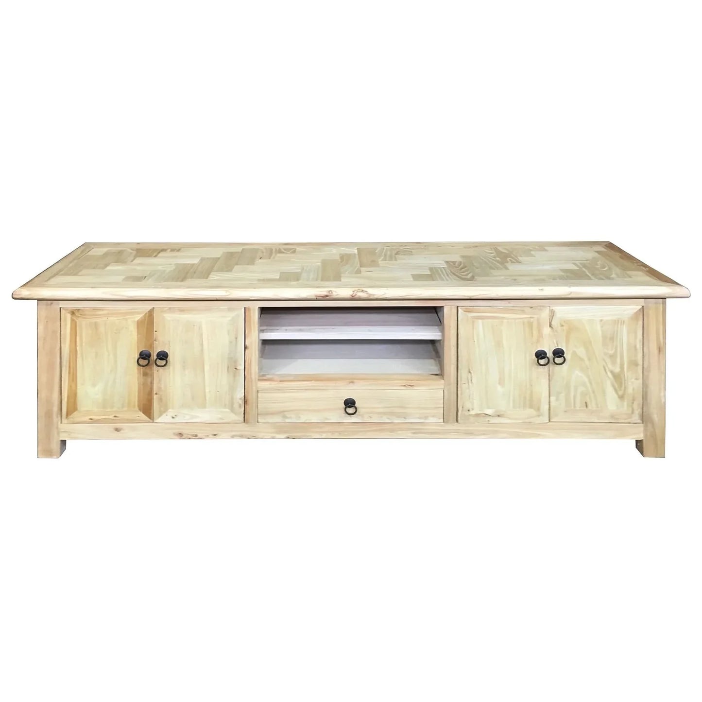 Gibraltar Recycled Elm TV Unit 140cm - Chocolate Wood