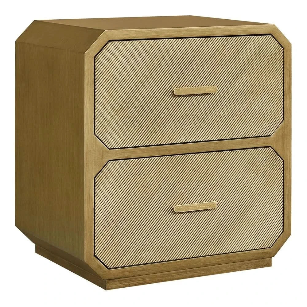 DELGARDO HAMPTON STYLE 2-DRAWER BEDSIDE TABLE ANTIQUE GOLD - MyChocolateWood