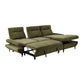 Libbi Fabric 2-Seater Sofa Bed with Right Facing Storage Chaise in Green - Chocolate Wood