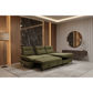 Libbi Fabric 2-Seater Sofa Bed with Right Facing Storage Chaise in Green - Chocolate Wood