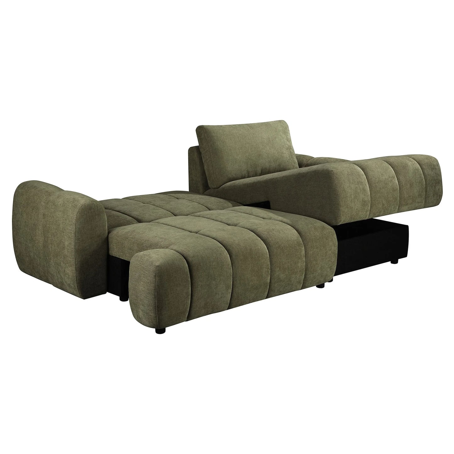 Joncar Fabric Sofa Bed — 2-Seater Sofa w/ Storage + RHF Chaise Basil