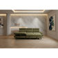 LIBBI FABRIC 2-SEATER SOFA BED WITH LHF STORAGE CHAISE GREEN - MyChocolateWood