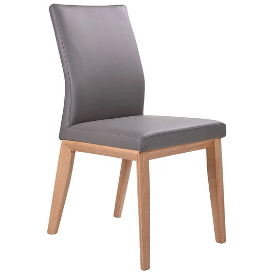 OAKLEY LEATHER DINING CHAIR MID-GRAY/NATURAL - MyChocolateWood