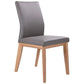 Oakley Leather Dining Chair in Mid Gray with Natural Legs - Chocolate Wood