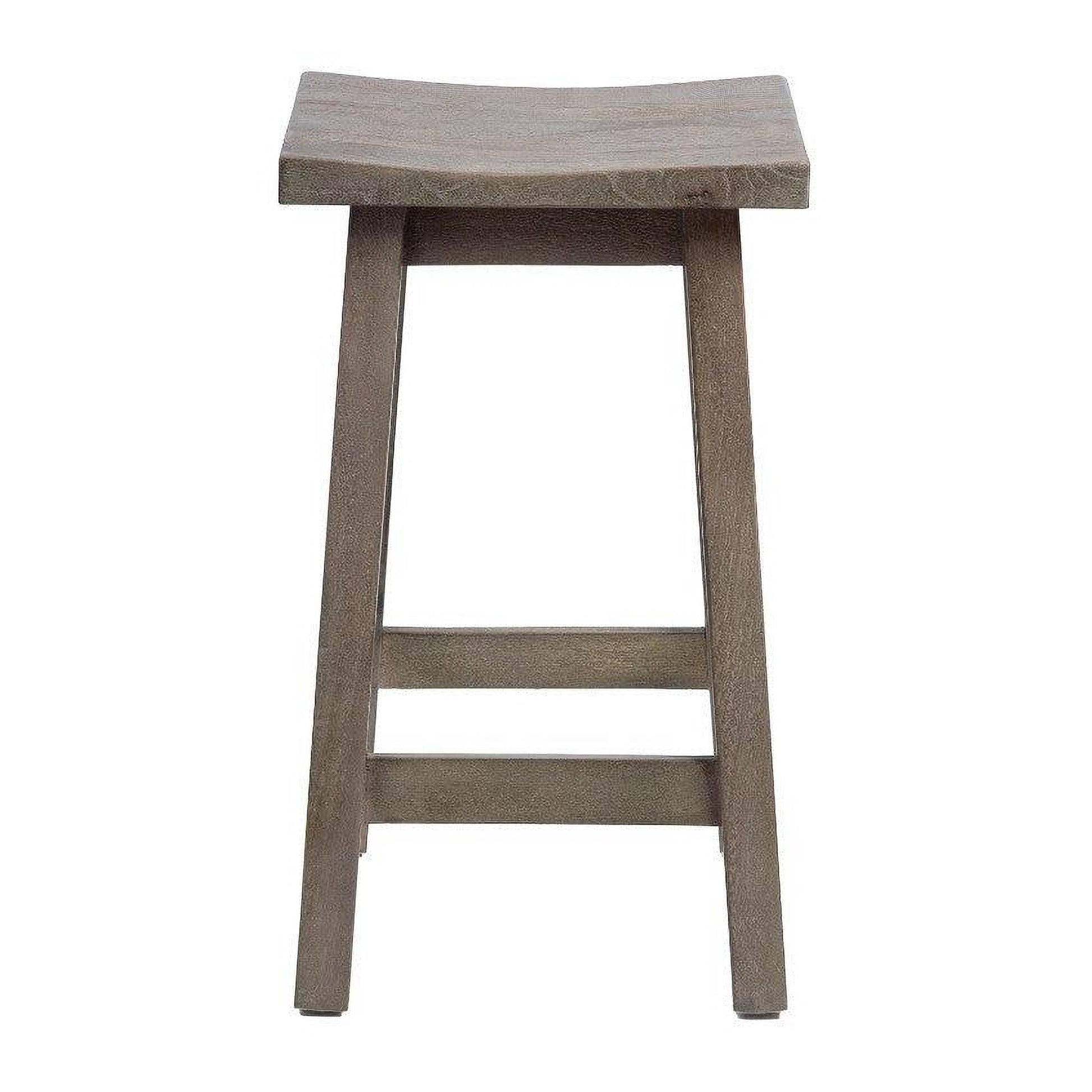 Papaya Solid Mango Wood Kitchen Stool in Grey Wash - Chocolate Wood