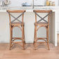 Malmo Cross Back Bar Stool with Grey Metal Straps - Chocolate Wood