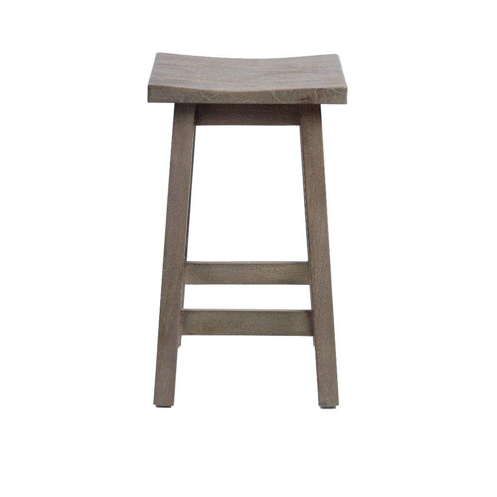 PAPAYA SOLID MANGO WOOD KITCHEN STOOL GREY WASH