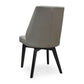 Gypsana Real Leather Dining Chair in Iron - Chocolate Wood