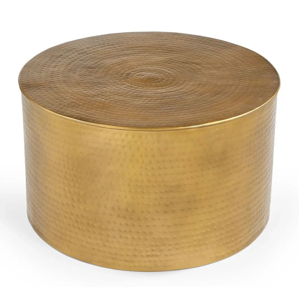 ELIAS ROUND HAMMERED IRON COFFEE TABLE - MyChocolateWood