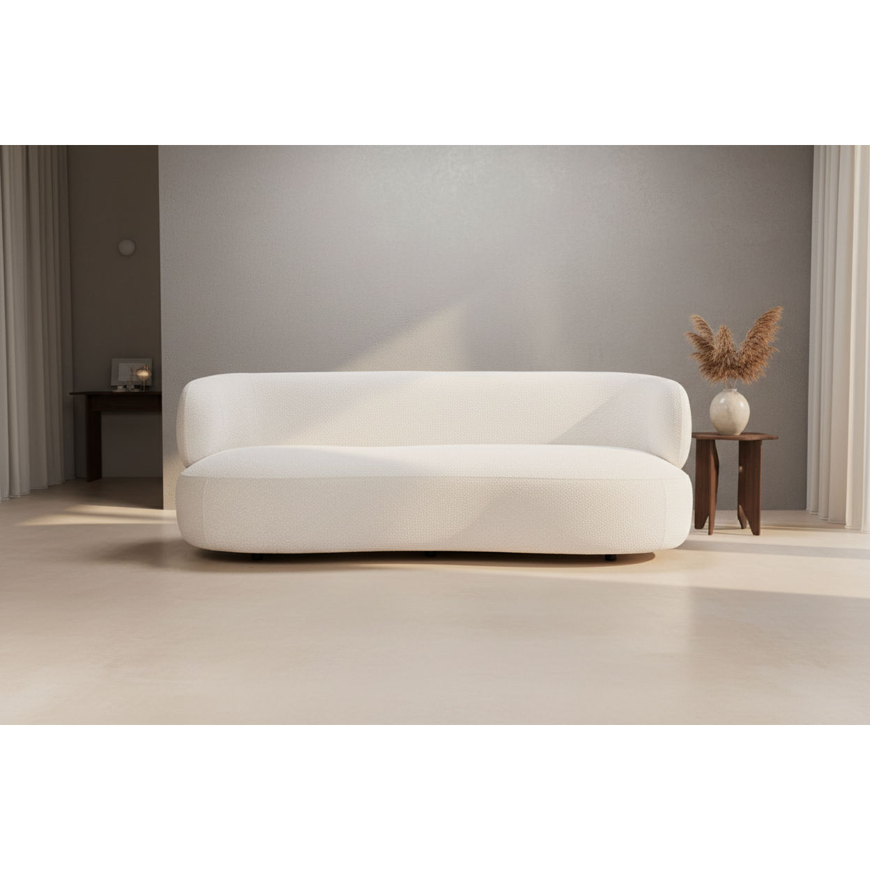BEECHAM 3-SEATER BOUCLE SOFA IVORY - MyChocolateWood