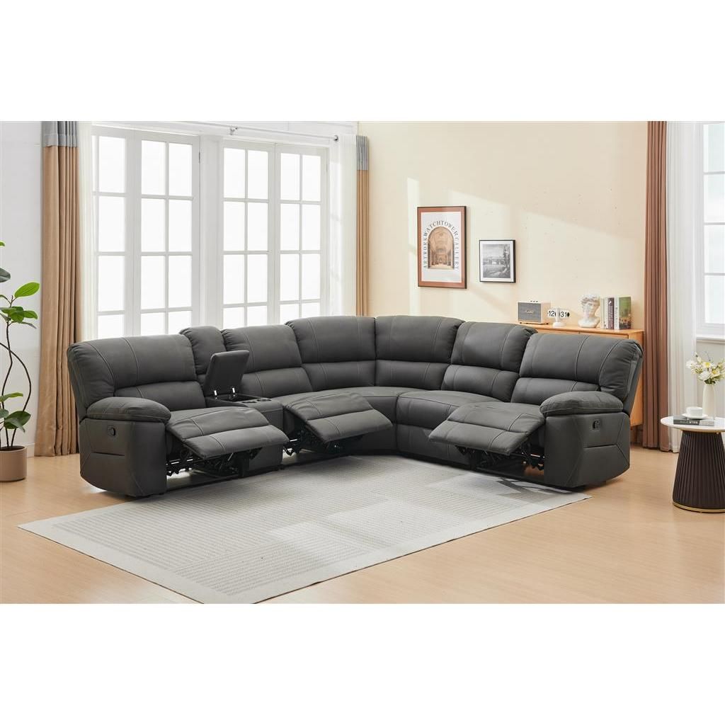 Vernon Rhino Fabric Corner Modular in Jet angle