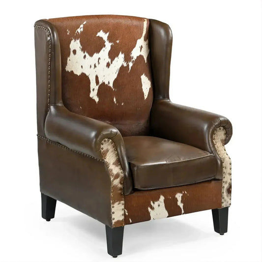 ABE HAND MADE COWHIDE & GENUINE LEATHER ARMCHAIR