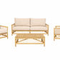 GARLAND 4 PIECE ACACIA WOOD OUTDOORS LOUNGE SETTING LIGHT BAMBOO FINISH/MIXED SAND COLOUR - MyChocolateWood