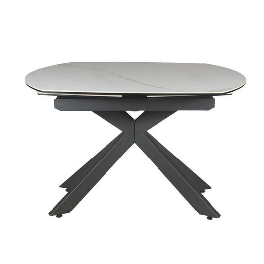 DORIT SWIVEL EXTENSION CERAMIC GLASS DINING TABLE WHITE W:120/180CM