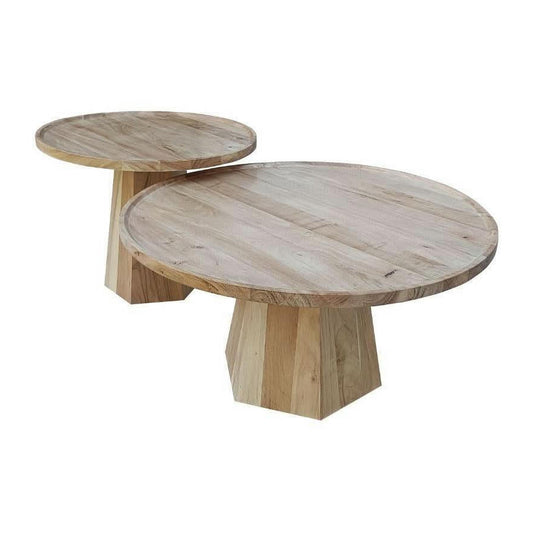 TORI SET OF 2 COFFEE TABLES ACACIA WOOD TOPS AND LEGS