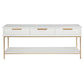 MORETTI 3-DRAWER CONSOLE TABLE/HALL TABLE SATIN WHITE  & GOLD LARGE - MyChocolateWood