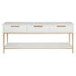 Moretti 3-Drawer Console Table 200cm in Satin White & Gold - Chocolate Wood