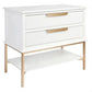Moretti 2-Drawer Bedside Table Large in Satin White & Gold - Chocolate Wood