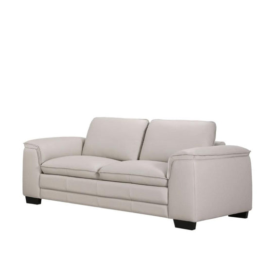MACKENZIE LEATHER 2-SEATER SOFA - LIGHT GREY - MyChocolateWood