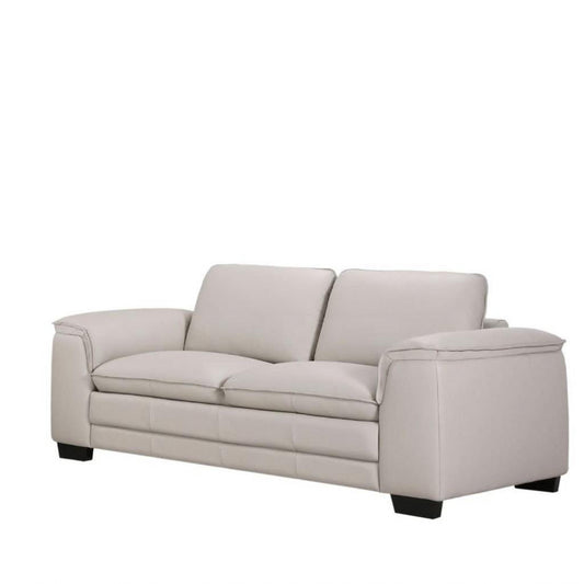 MACKENZIE LEATHER 2-SEATER SOFA - LIGHT GREY - MyChocolateWood