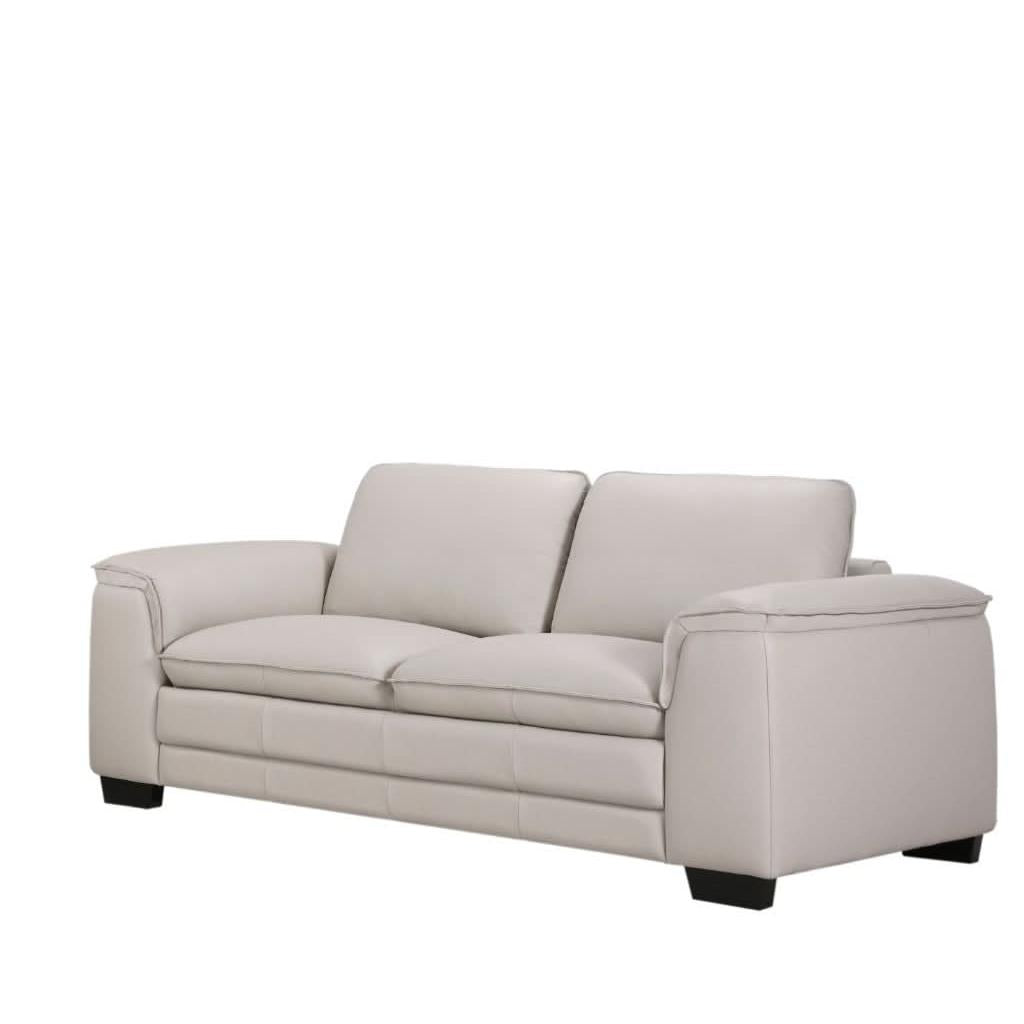 MACKENZIE LEATHER 2-SEATER SOFA - LIGHT GREY - MyChocolateWood