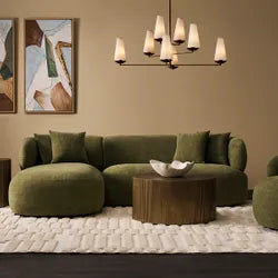 BEECHAM MODULAR 3-SEATER CORNER SOFA WITH LHF CHAISE - SAGE CHENILLE - MyChocolateWood