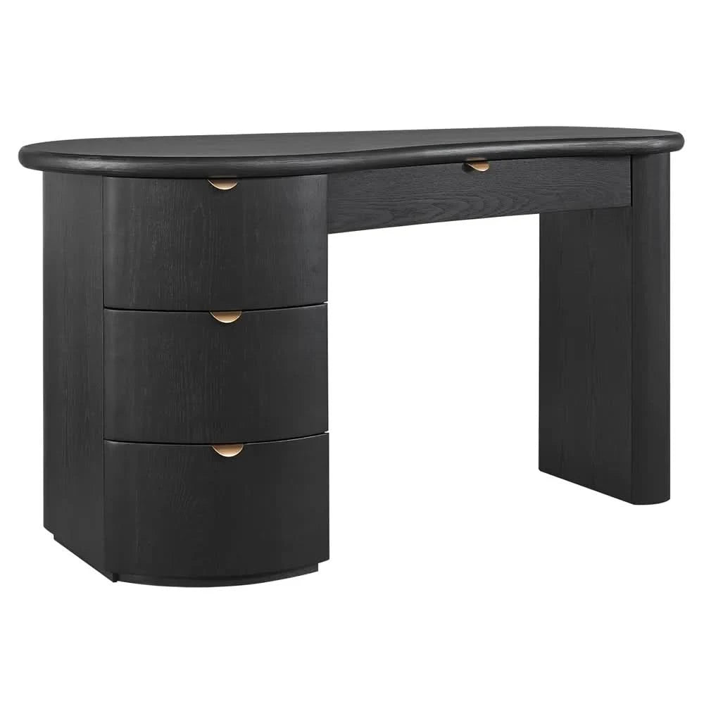 DELMAR  ASHWOOD VENEER 4-DRAWER HOME OFFICE DESK/ STUDENT DESK BLACK - MyChocolateWood
