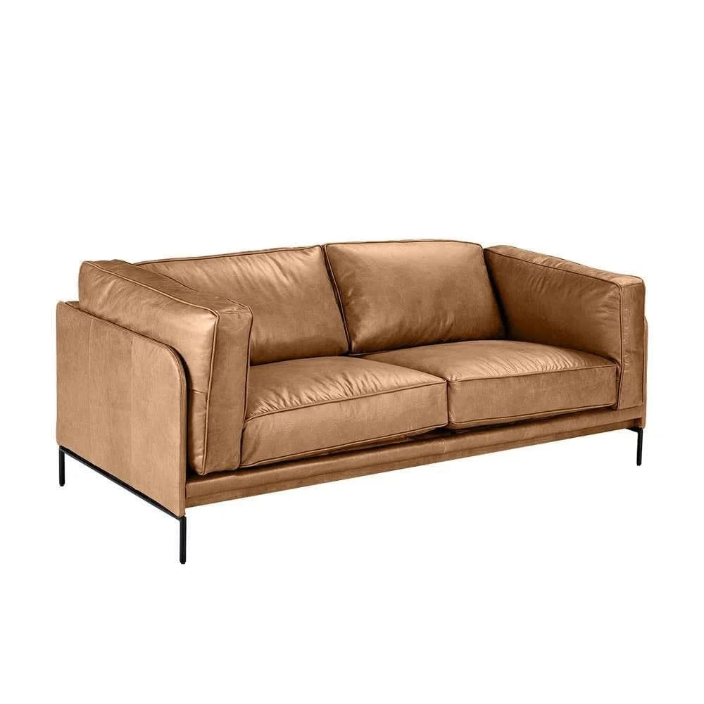 DAVIEN LIGHT BROWN 2.5 SEATER SOFA TOP GRAIN COW LEATHER - MyChocolateWood