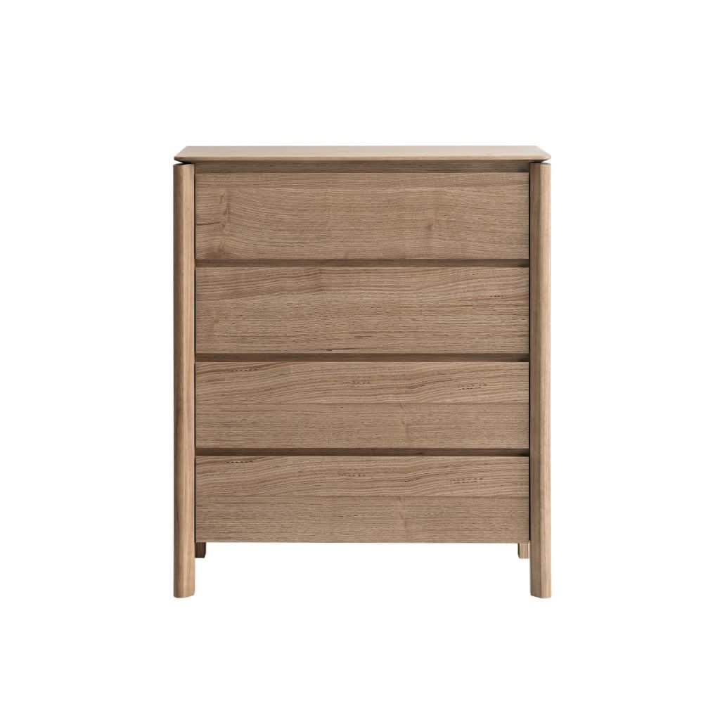 AKSEL MESSMATE TIMBER 4-DRAWER TALLBOY/CHEST OF DRAWERS LIGHT SMOKE - MyChocolateWood